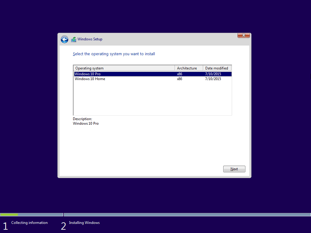 Windows install choose OS