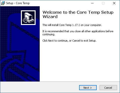 Core Temp install window