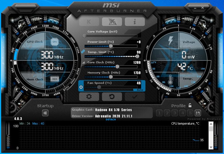 MSI Aterburner for Memory Clock and GPU Core Clock OC