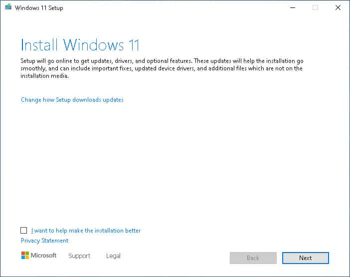 Upgrade Windows 10 Step 1